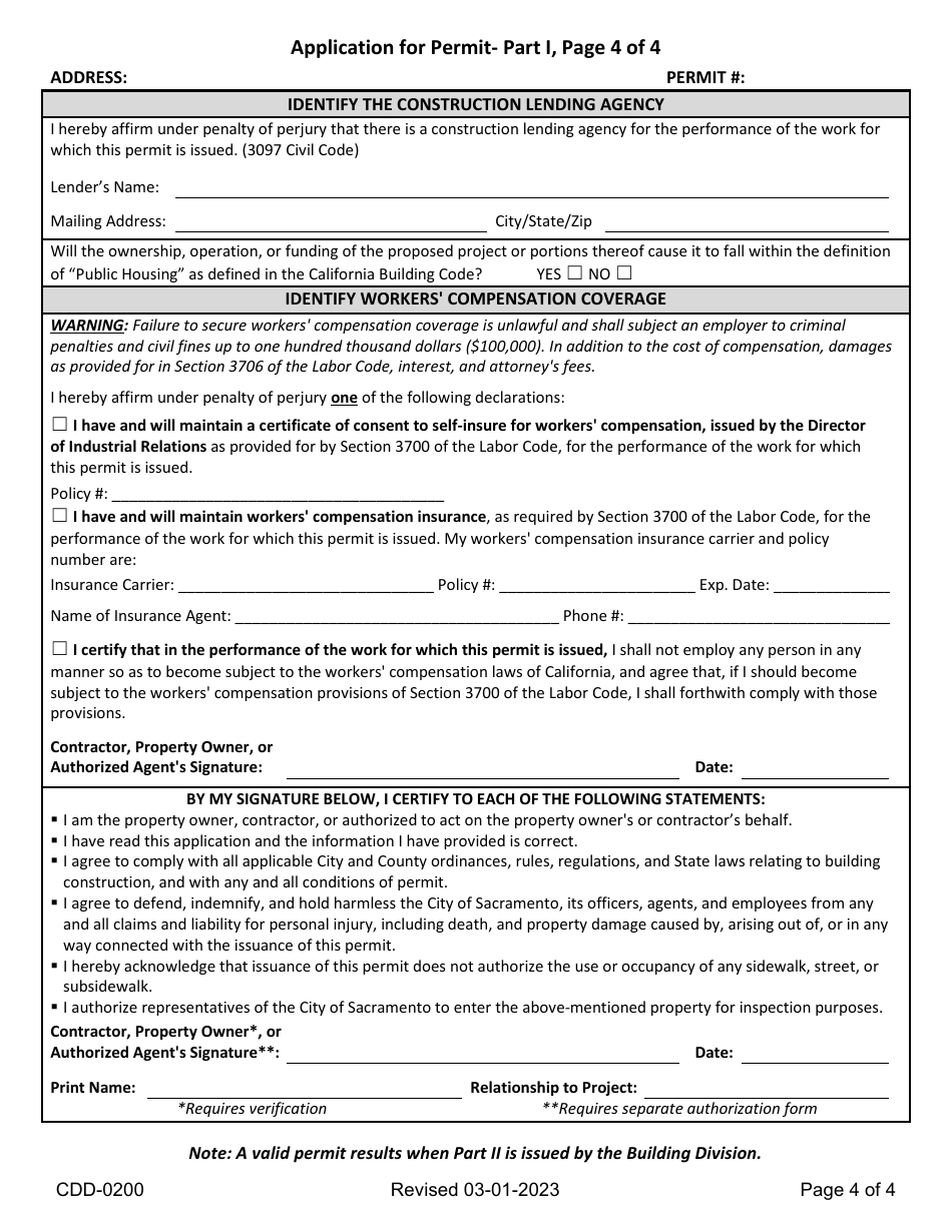 Form CDD-0200 Building Permit Application - City of Sacramento, California, Page 4