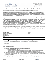 Document preview: Form CDD-0410 Application for Reduced Residential Development Impact Fee Rates for Affordable Dwelling Units - City of Sacramento, California