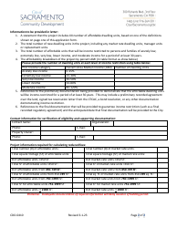 Form CDD-0410 Application for Reduced Residential Development Impact Fee Rates for Affordable Dwelling Units - City of Sacramento, California, Page 2