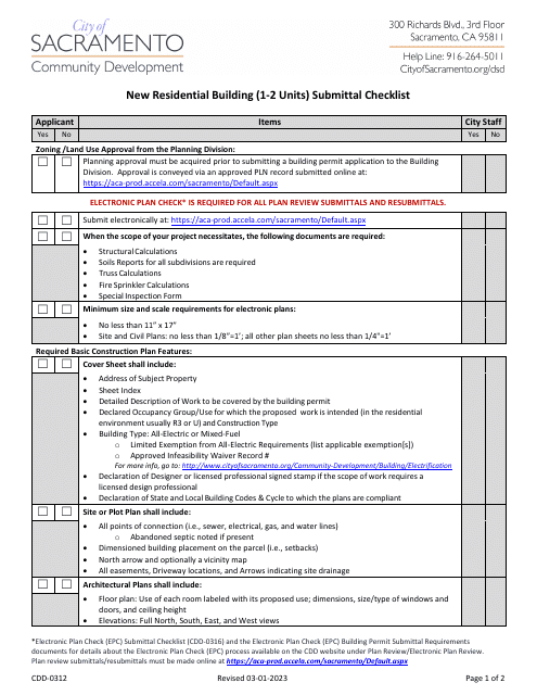 Form CDD-0312  Printable Pdf