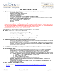 Document preview: Form CDD-0276 Sign Permit Submittal Checklist - City of Sacramento, California