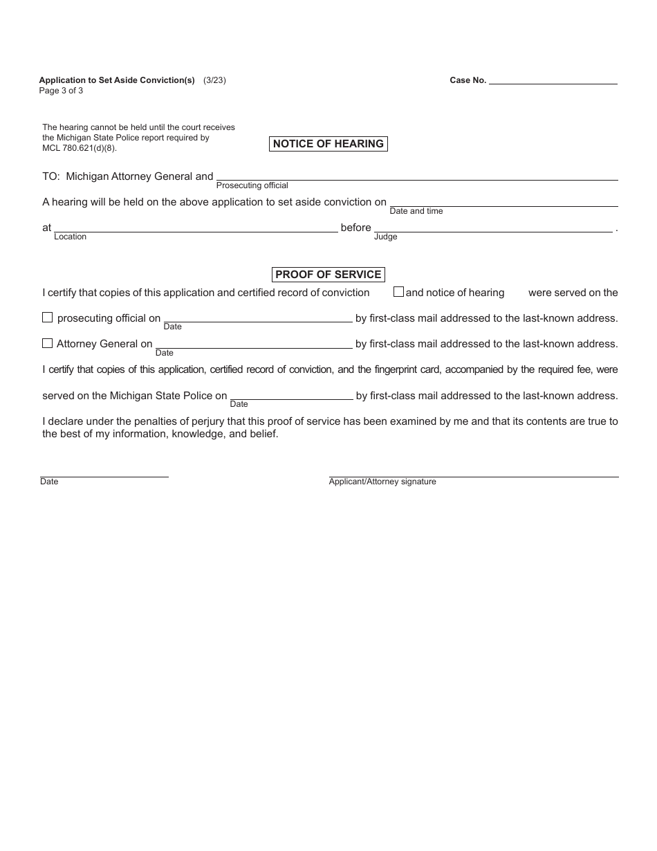 Form MC227 Application to Set Aside Conviction(S) - Michigan, Page 3