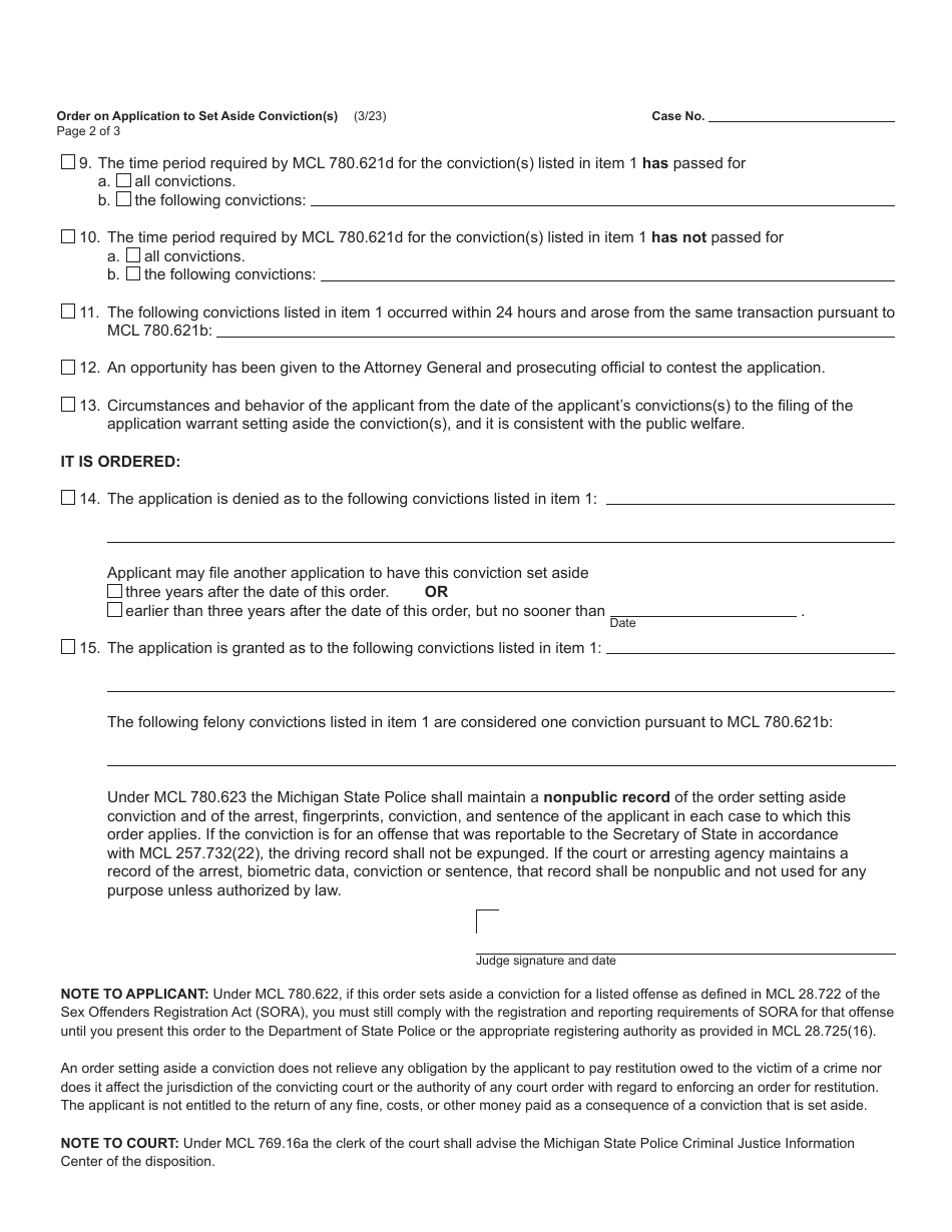 Form MC228 Download Fillable PDF or Fill Online Order on Application to ...