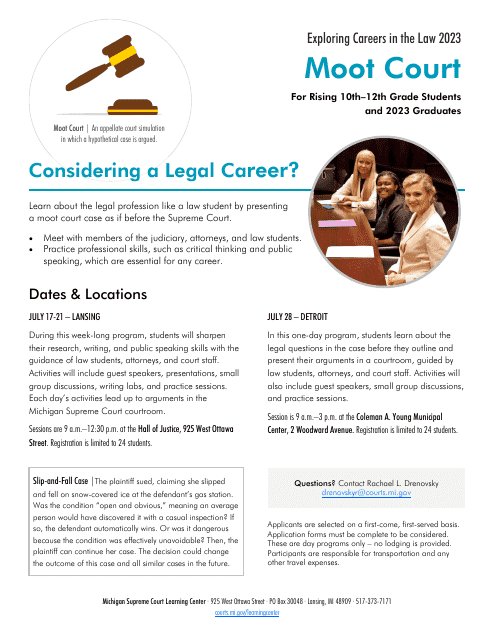 Exploring Careers in the Law Application - Michigan, 2023