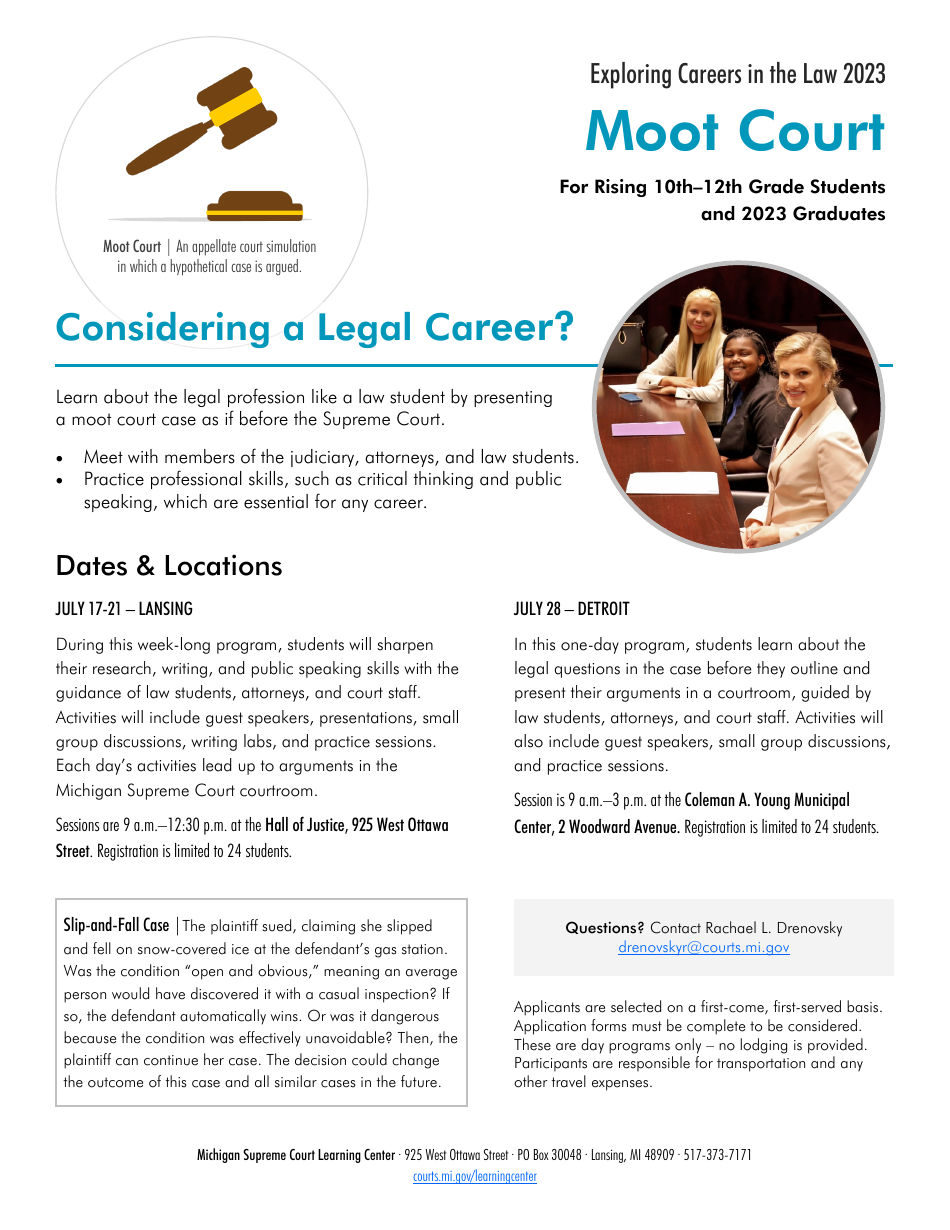 Exploring Careers in the Law Application - Michigan, Page 1