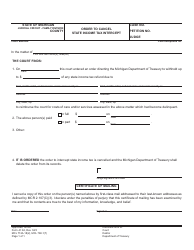 Document preview: Form JC62 Order to Cancel State Income Tax Intercept - Michigan