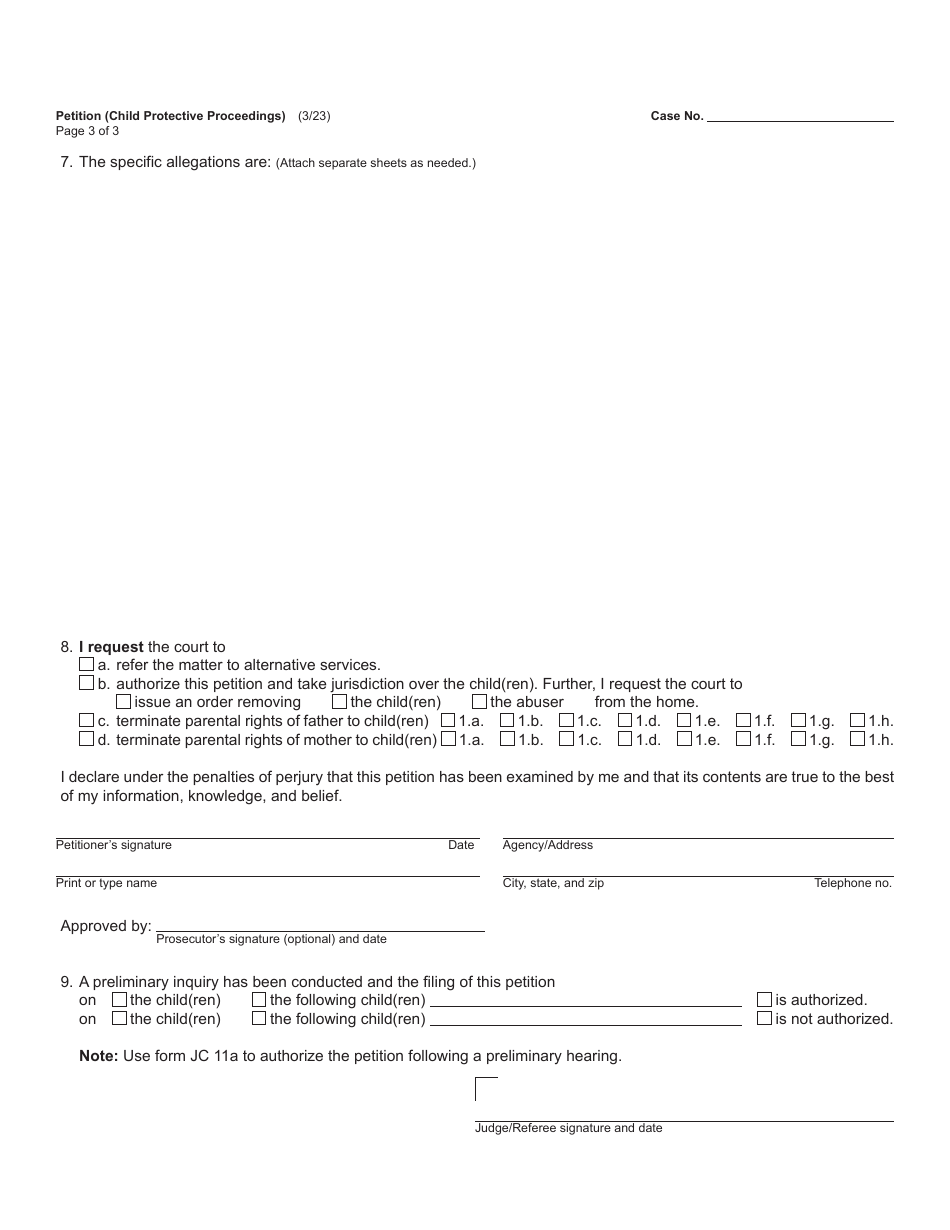 Form JC04B Petition (Child Protective Proceedings) - Michigan, Page 3