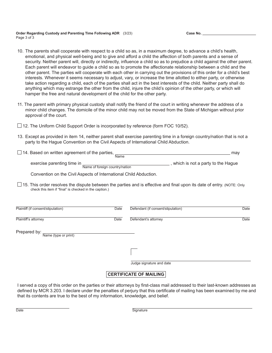 Form Foc89a - Fill Out, Sign Online And Download Fillable Pdf, Michigan 