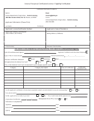 Document preview: Arizona Reciprocal Certification/License Eligibility Verification - Arizona