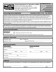 Document preview: Arizona Egg License Application - Arizona