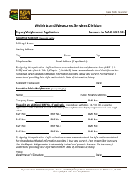 Document preview: Deputy Weighmaster Application - Arizona