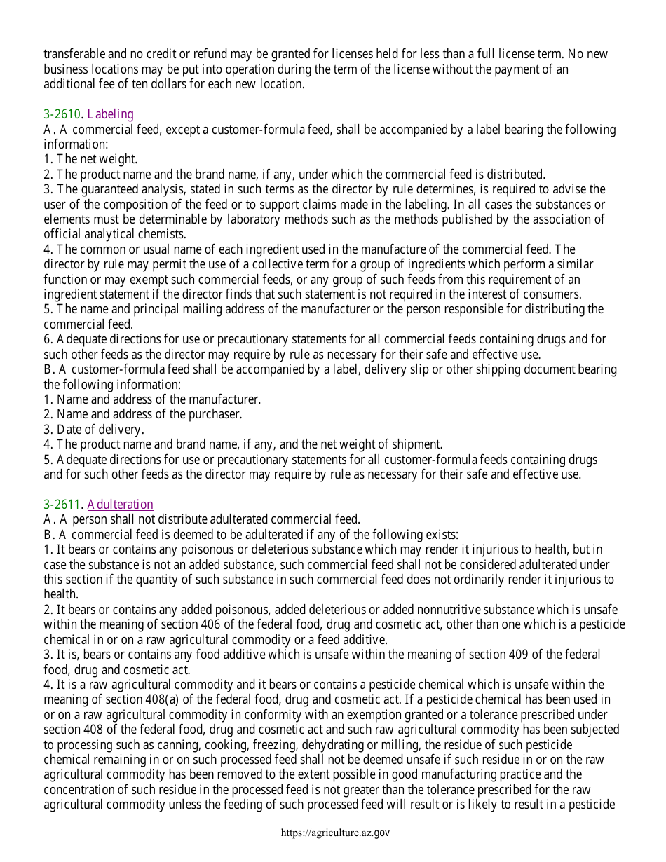 New - Commercial Feed License Application - Arizona, Page 6