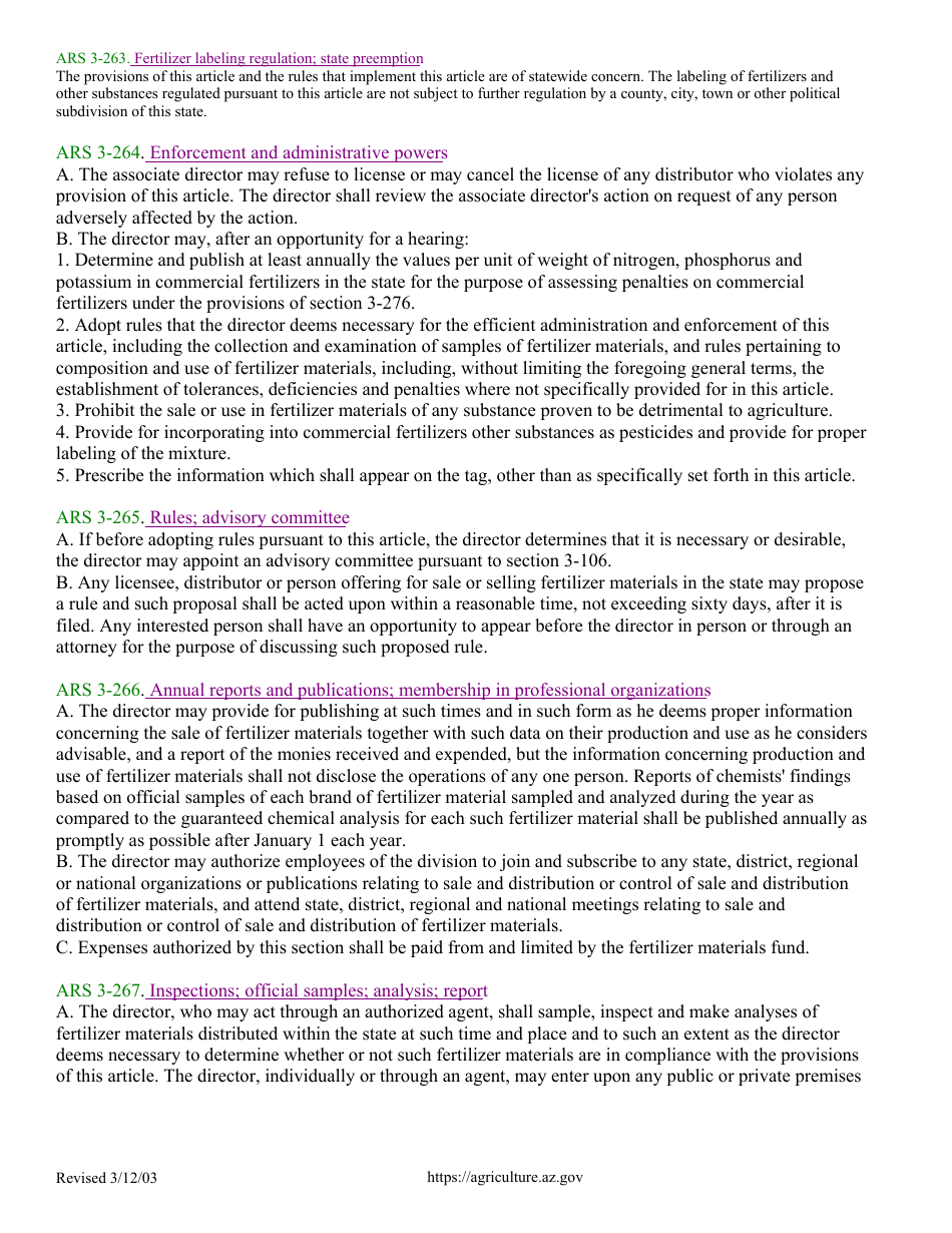 Application for Registration of Specialty Fertilizers - Arizona, Page 5