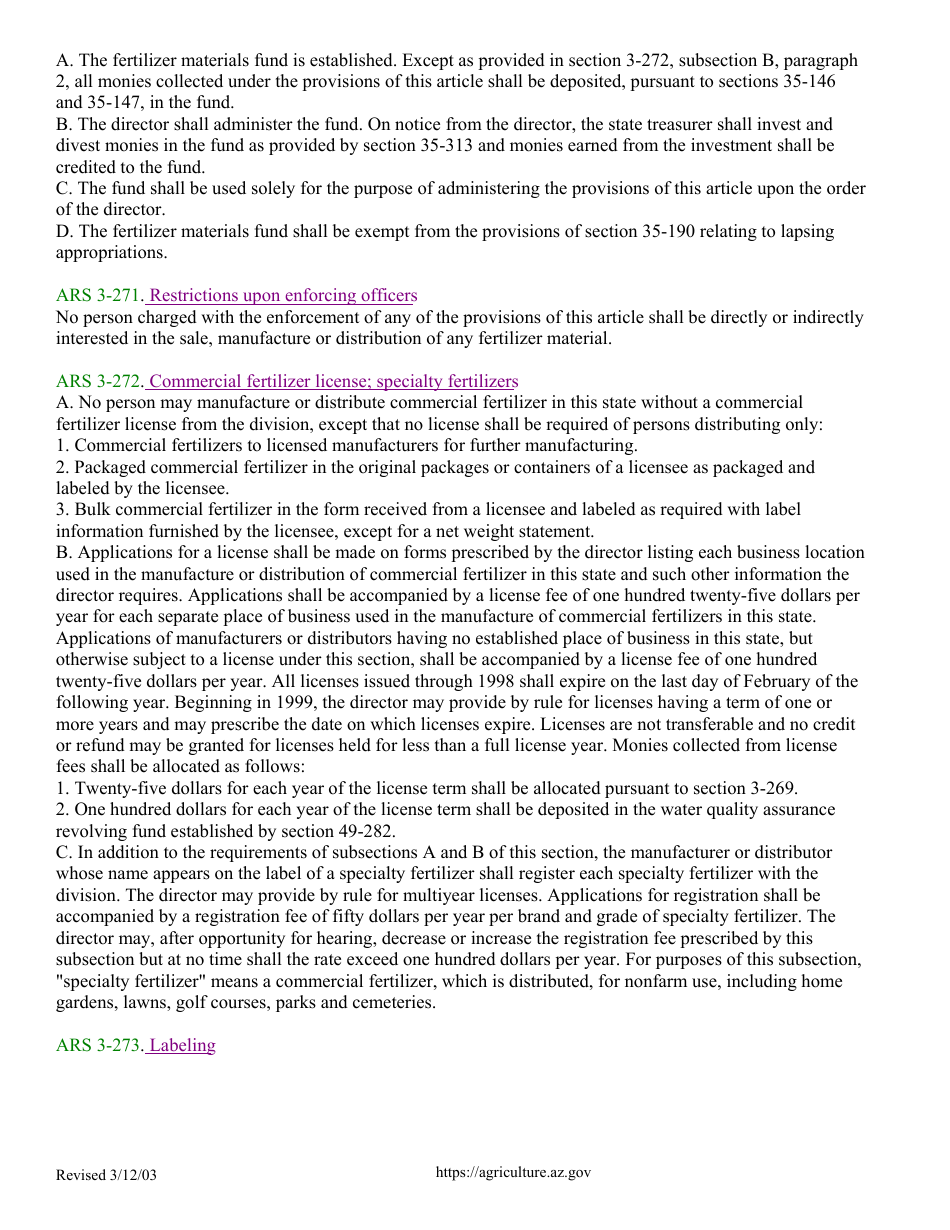 Application for Registration of Specialty Fertilizers - Arizona, Page 7