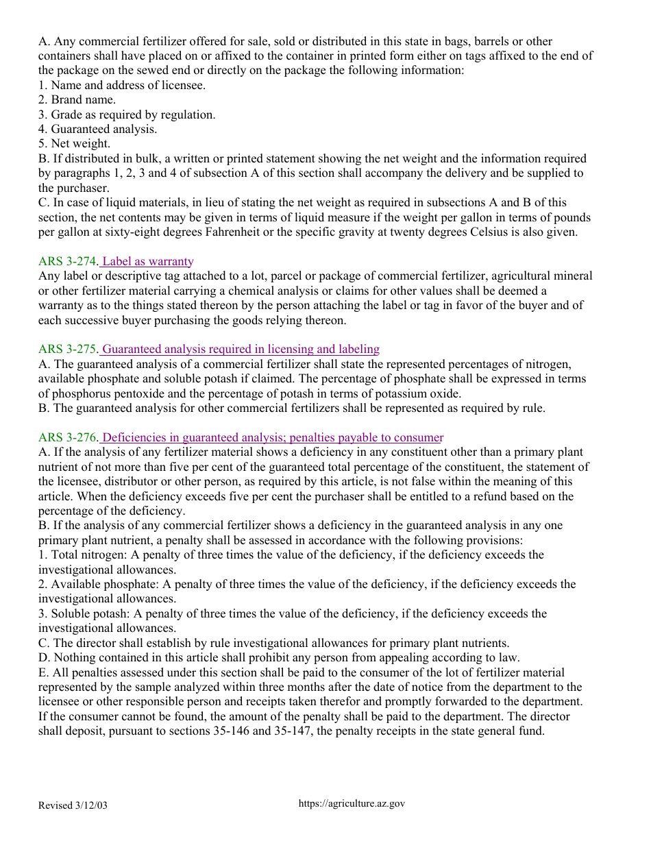 Application for Registration of Specialty Fertilizers - Arizona, Page 8