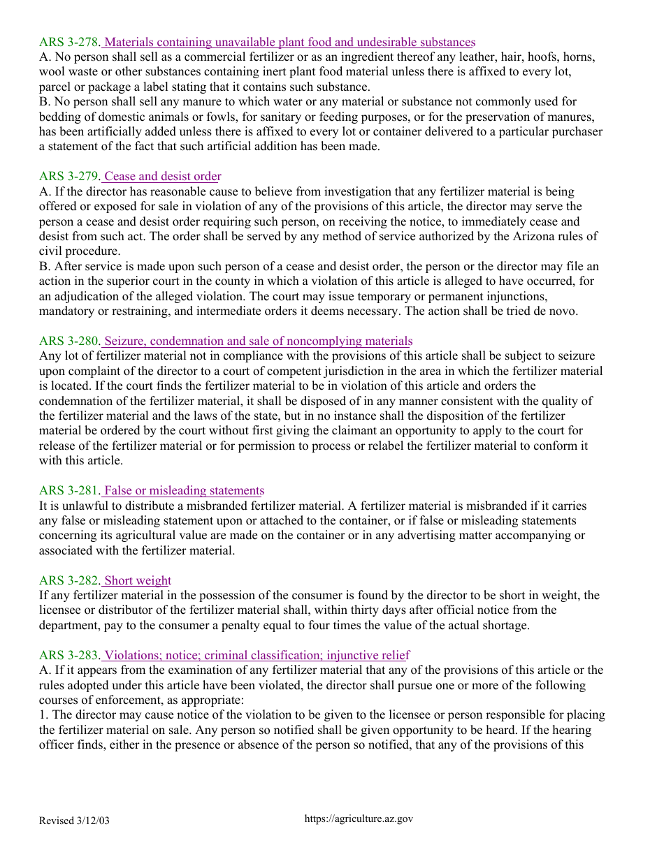 Application for Registration of Specialty Fertilizers - Arizona, Page 9