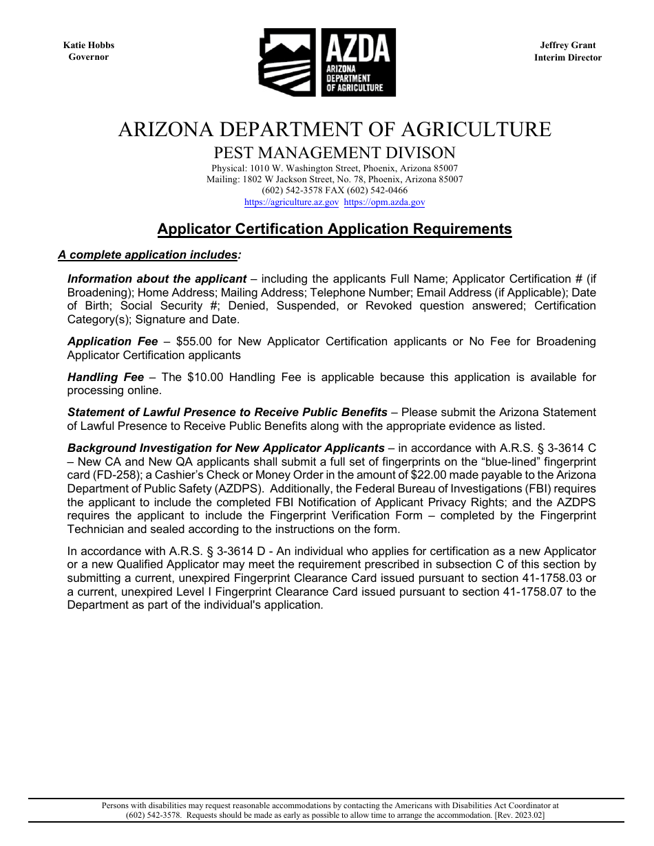 Arizona Applicator Certification Application Fill Out, Sign Online