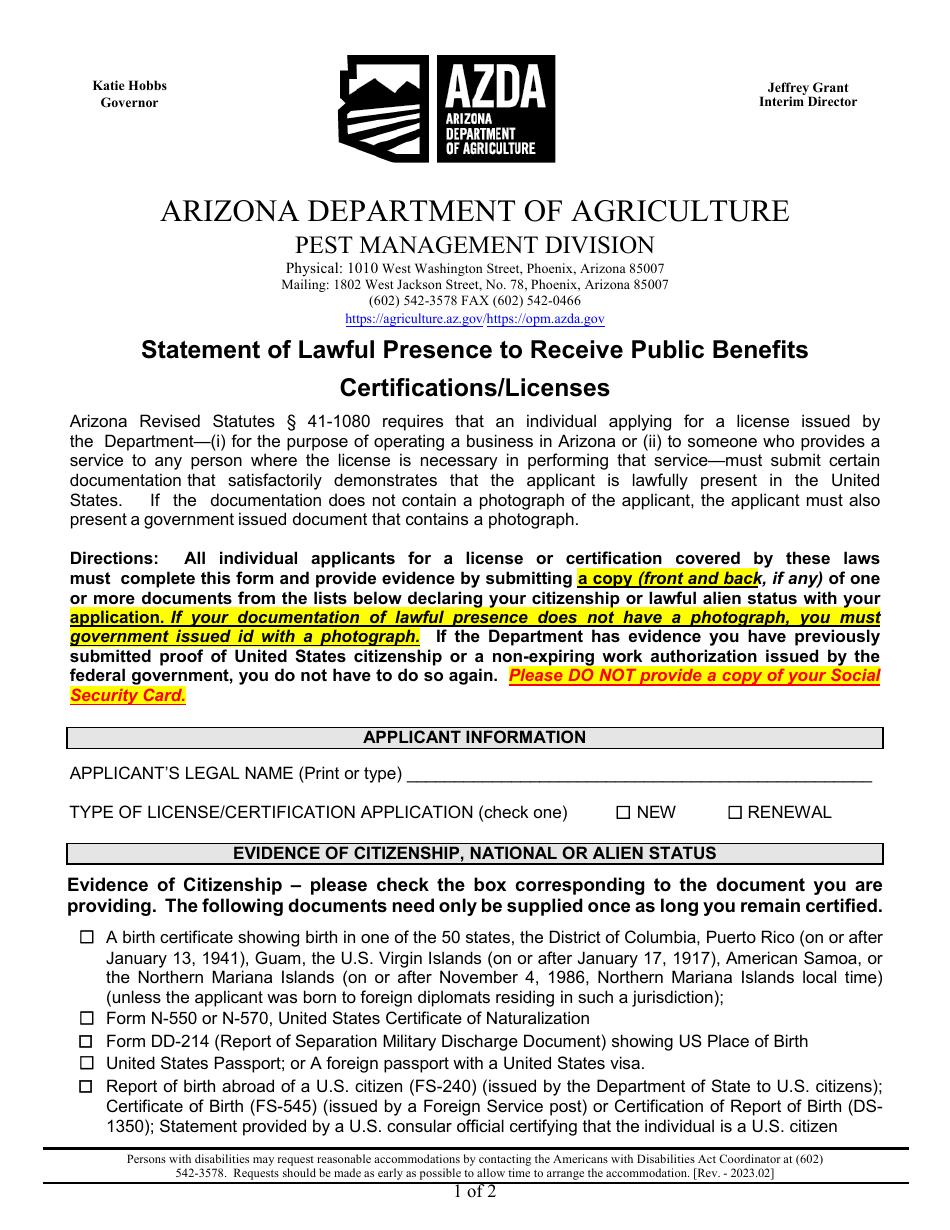 Applicator Certification Application - Arizona, Page 4