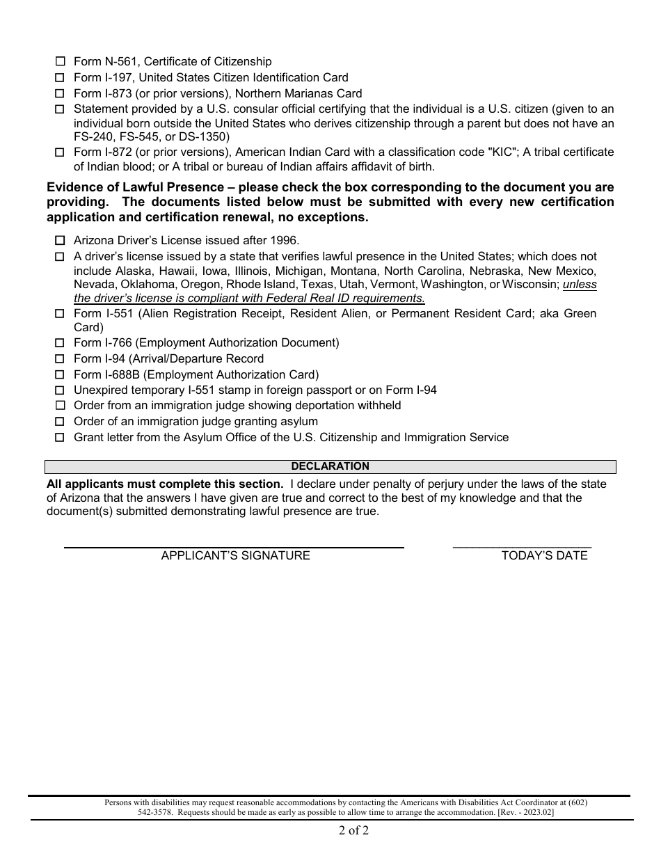 Applicator Certification Application - Arizona, Page 5