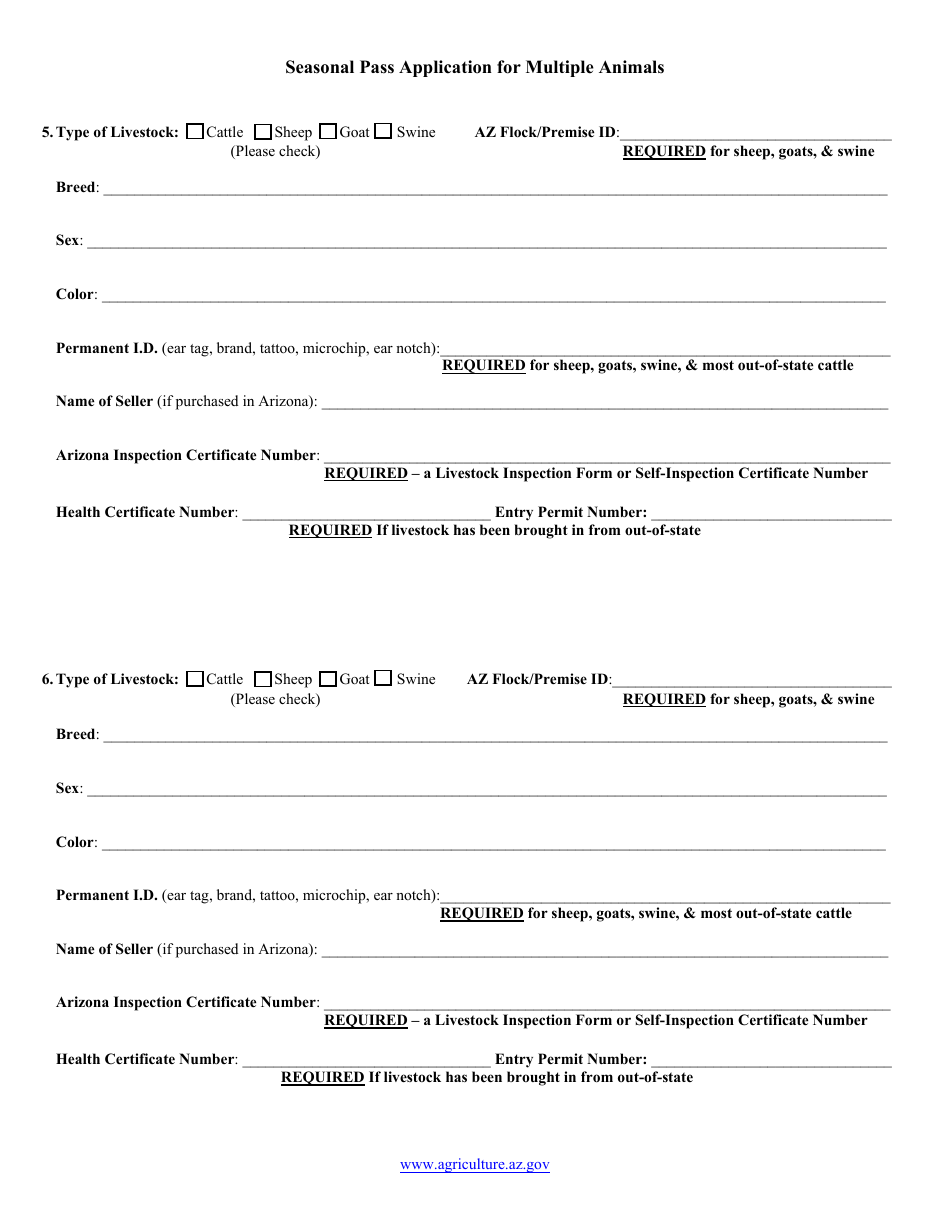 Seasonal Pass Application for Multiple Livestock - Arizona, Page 4