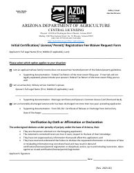 Initial Certification/License/Permit/Registration Fee Waiver Request Form - Arizona, Page 3
