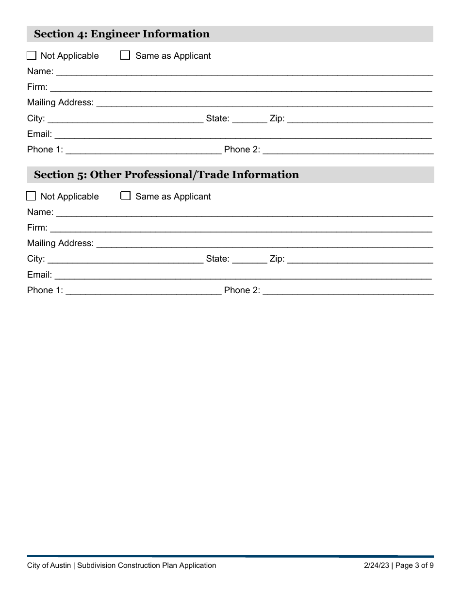 Subdivision Construction Plan Application - City of Austin, Texas, Page 3