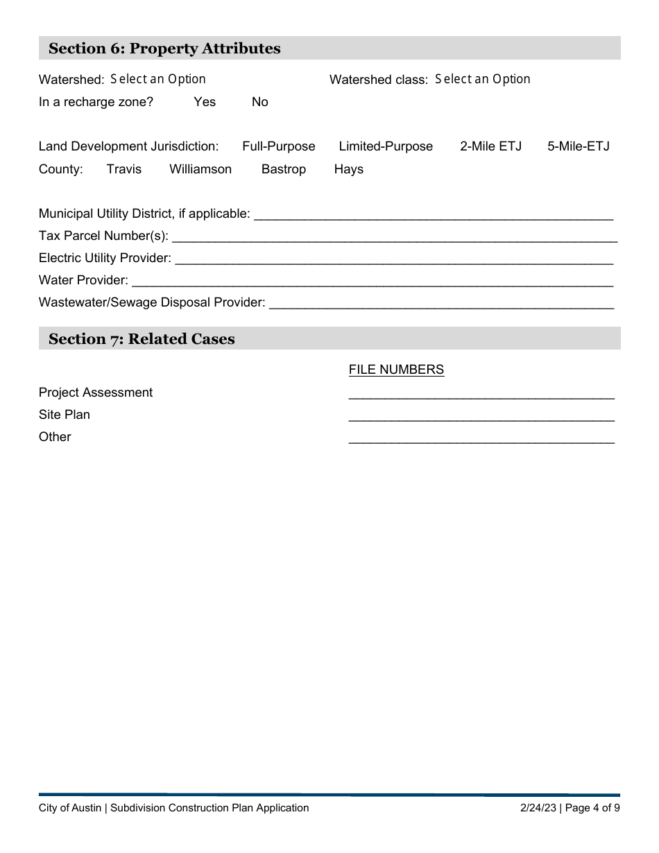 Subdivision Construction Plan Application - City of Austin, Texas, Page 4
