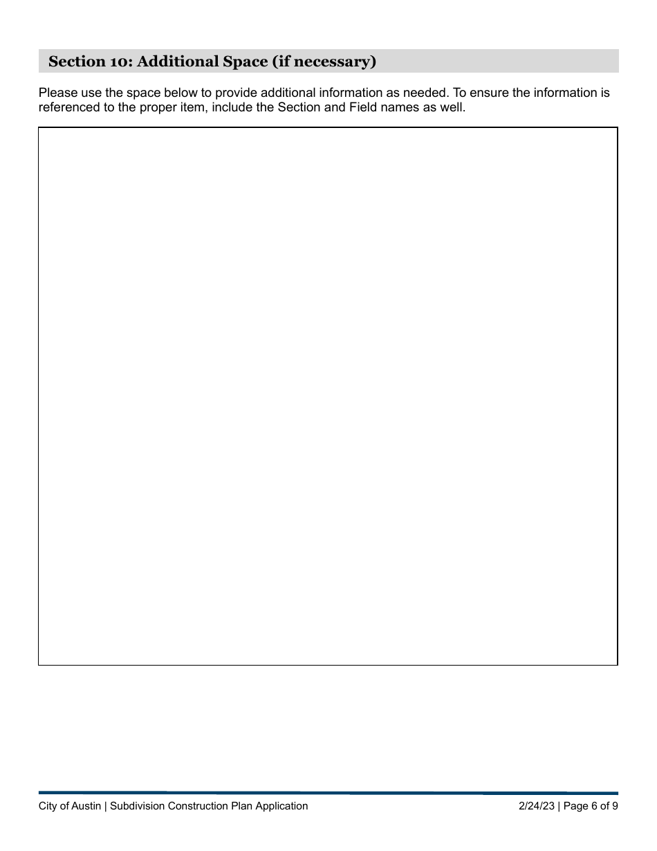 Subdivision Construction Plan Application - City of Austin, Texas, Page 6