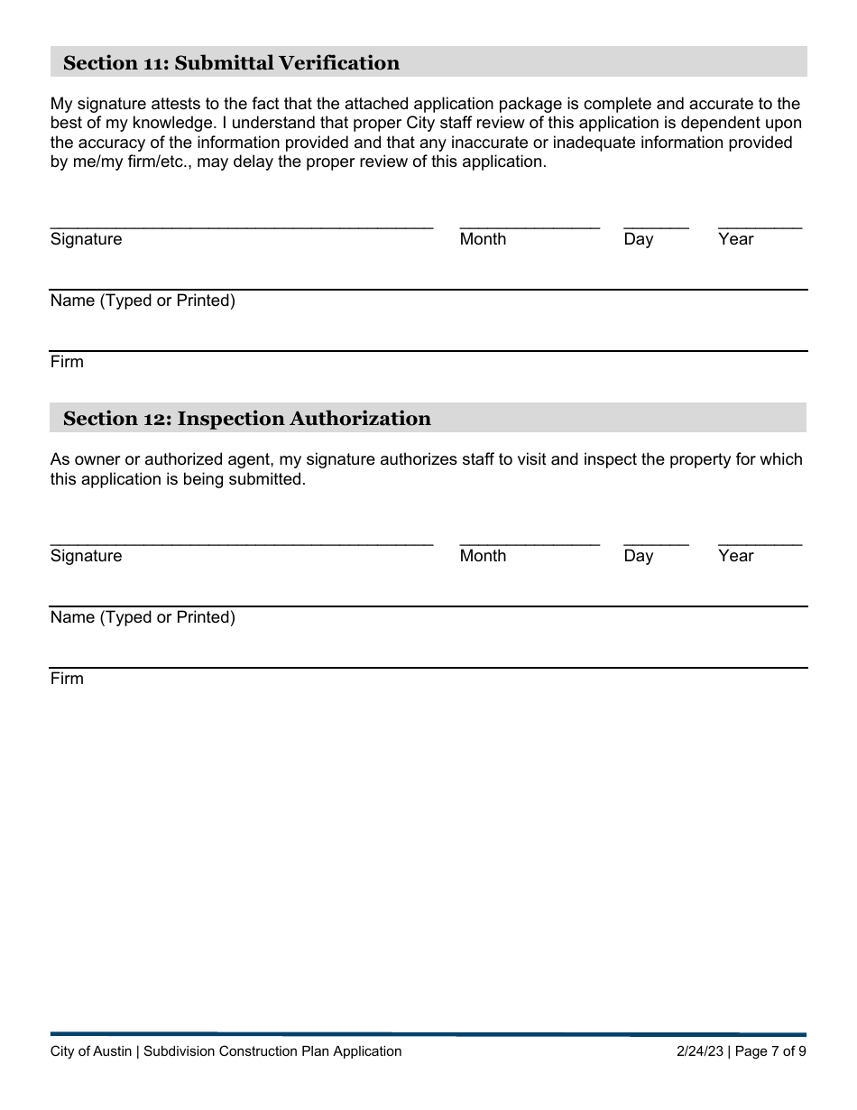 Subdivision Construction Plan Application - City of Austin, Texas, Page 7