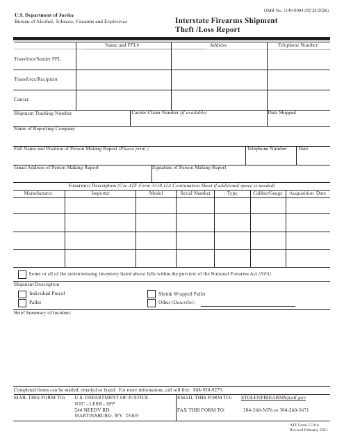 ATF Form 3310.6  Printable Pdf