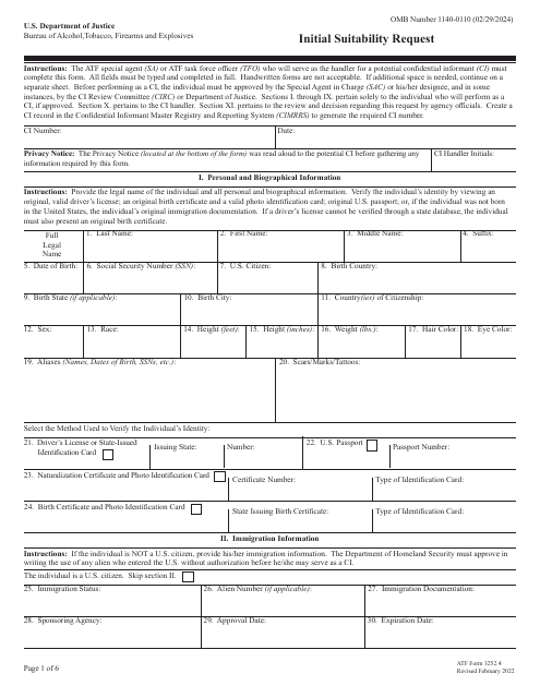ATF Form 3252.4  Printable Pdf
