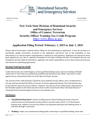 Security Officer Training Tax Credit Program Application - New York