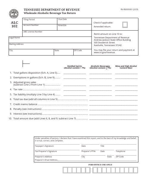 Form ALC102 (RV-R0005901)  Printable Pdf