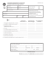 Form ALC102 (RV-R0005901) Wholesale Alcoholic Beverage Tax Return - for Tax Periods Beginning May 1, 2019 - Tennessee
