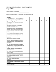 Document preview: Specialty Crop Block Grant Rating Table - Utah, 2023