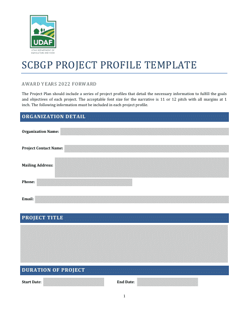 Scbgp Project Profile Template - Utah
