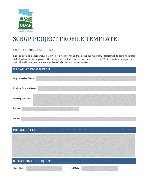 Scbgp Project Profile Template - Utah Download Pdf