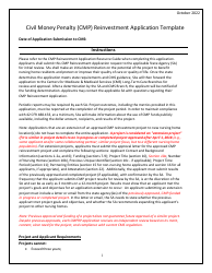 Document preview: Civil Money Penalty (Cmp) Reinvestment Application Template