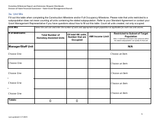 Homekey Milestone Report and Extension Request Workbook - California, Page 5