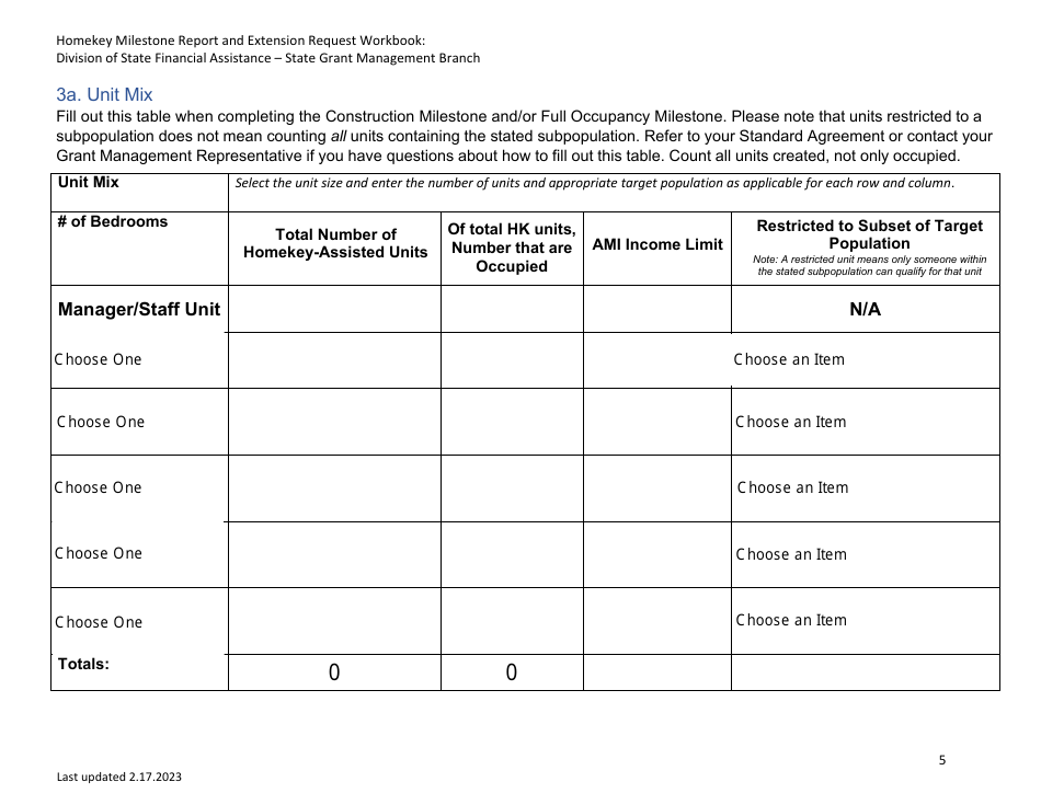 Homekey Milestone Report and Extension Request Workbook - California, Page 5