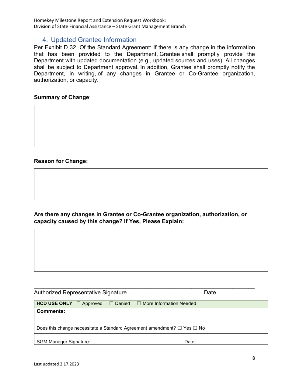 Homekey Milestone Report and Extension Request Workbook - California, Page 8