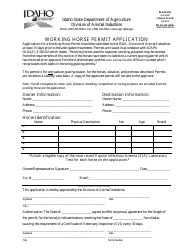 Document preview: Working Horse Permit Application - Idaho