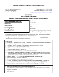 Document preview: Checklist 2 - Default With Agreement Dissolution, Legal Separation, Nullity, Domestic Partnership - County of Sonoma, California