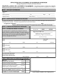 Form DCH-0569-NO MX Application for a Statement of No Marriage in Michigan - Michigan
