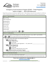 Document preview: Form AGR-2197 Intent to Apply - Emergency Food Assistance Program (Efap) - Tribal Programs - Washington, 2025