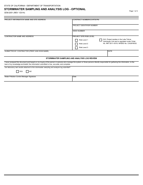 Form CEM-2051  Printable Pdf