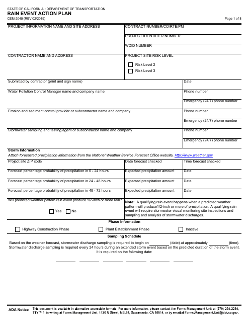 Form CEM-2045  Printable Pdf
