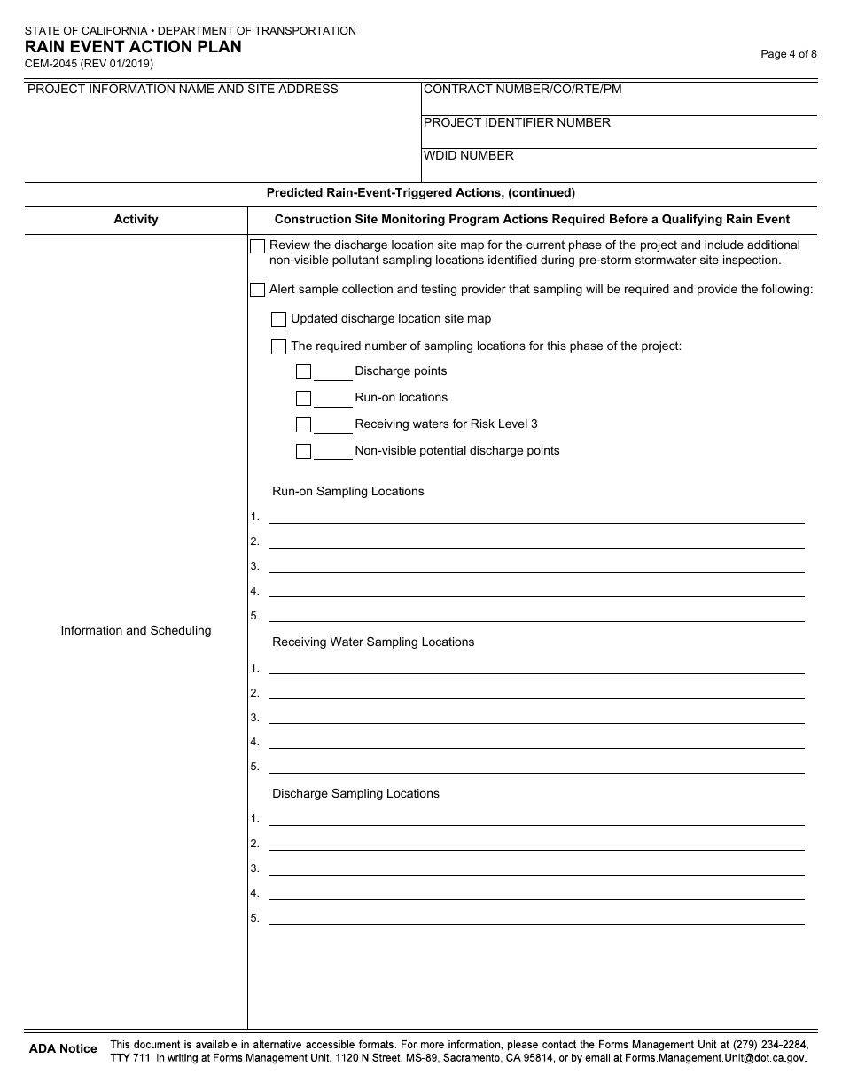 Form CEM-2045 Rain Event Action Plan - California, Page 4