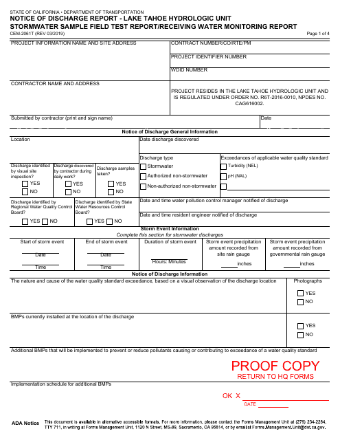 Form CEM-2061T  Printable Pdf
