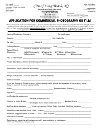 Application for Commercial Photography or Film - City of Long Beach, New York